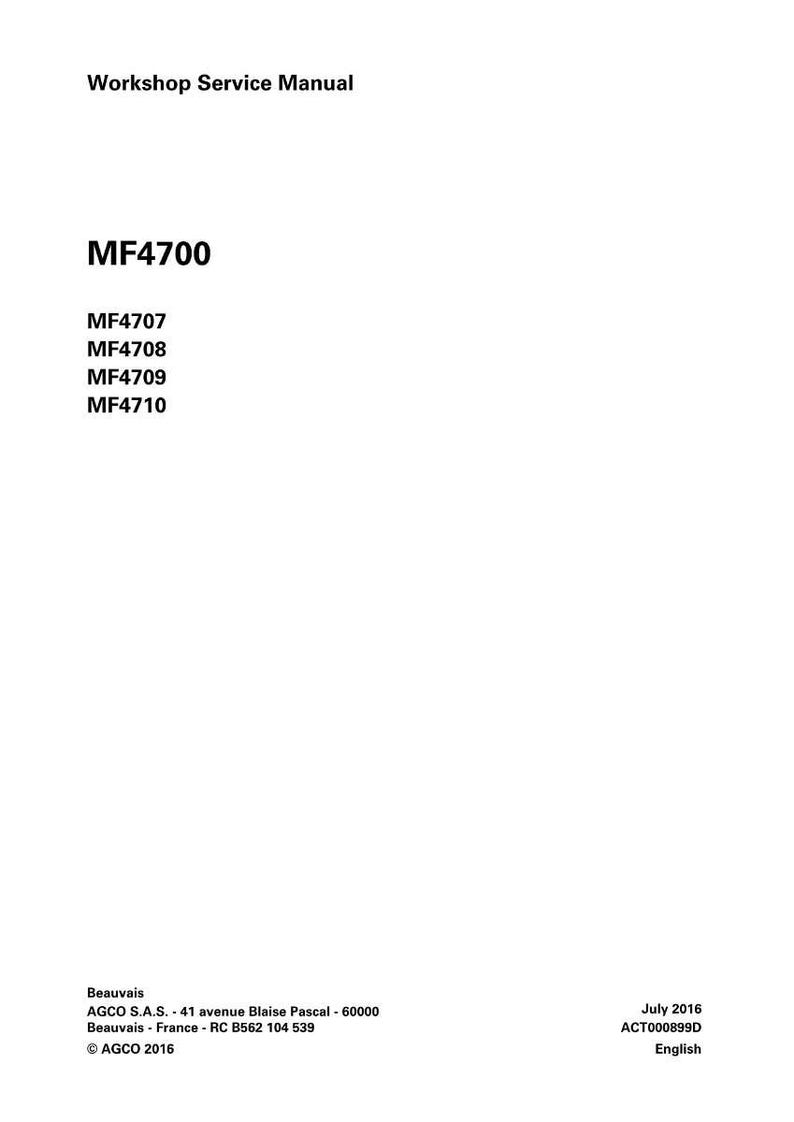 Massey ferguson 4700 Series 4707 4708 4709 4710 Tractor Service Manual PDF | Workshop Repair | Instant Download image 2