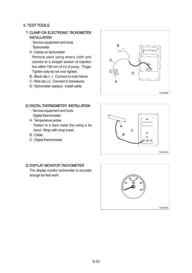 Peut inclure: Diagrammes d'outils de test pour l'entretien automobile, comprenant un tachym&egrave;tre &eacute;lectronique &agrave; pince, un thermom&egrave;tre num&eacute;rique et un tachym&egrave;tre &agrave; affichage. Les images montrent les composants et les &eacute;tapes d'installation.