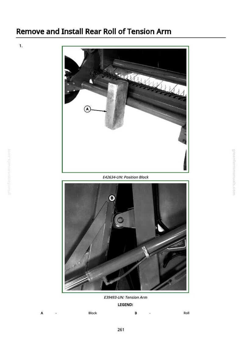 May include: Diagram illustrating the removal and installation of a rear roll of a tension arm. The image includes close-ups of the block and tension arm, with labels and a legend for reference. The text "Remove and Install Rear Roll of Tension Arm" is at the top.