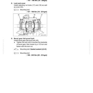 Pu&ograve; includere: Diagramma tecnico che illustra lo smontaggio e il montaggio di un differenziale posteriore. L'immagine include diagrammi di parti, specifiche di coppia in Newton-metri e chilogrammetro, e istruzioni per serrare i bulloni.