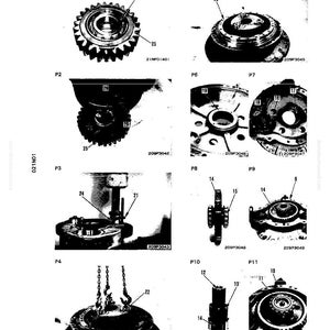 May include: Detailed black and white diagram of various mechanical components, including gears, shafts, and housings. The diagram is labeled with part numbers and includes close-up views of different assemblies. The image is a technical illustration.