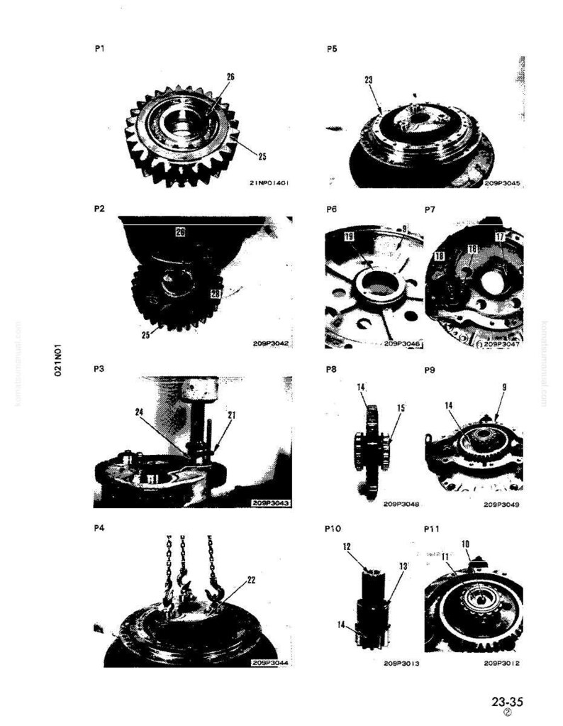 May include: Detailed black and white diagram of various mechanical components, including gears, shafts, and housings. The diagram is labeled with part numbers and includes close-up views of different assemblies. The image is a technical illustration.