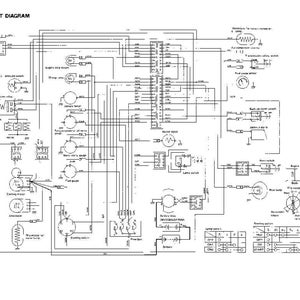 May include: An electrical circuit diagram with the title "ELECTRICAL CIRCUIT DIAGRAM" at the top. The diagram is a complex arrangement of lines, circles, and symbols, likely representing the wiring and components of an electrical system. The diagram is in black and white.