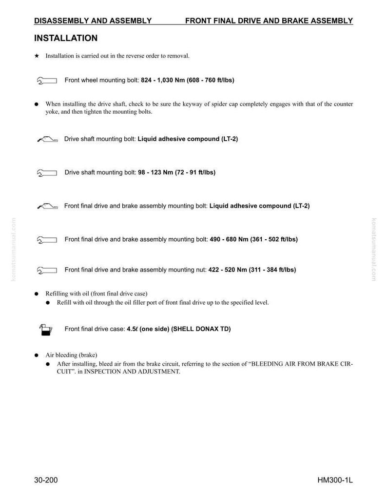 Komatsu Hm300-1L dumper servicemanual PDF | Verkstadsreparation | Direktnedladdning bild 10