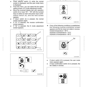 May include: A technical diagram from a manual, detailing user mode functions and fan rotation settings. Includes diagrams of control panel icons, screen displays, and operational instructions. Text includes "User mode function" and "Setting fan rotation direction".