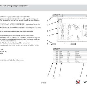 May include: A technical diagram from a parts catalogue, featuring exploded views of mechanical components and a detailed parts list. The document includes labels and references for easy identification of parts.
