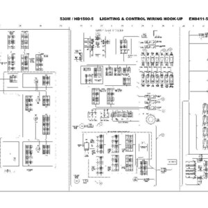 May include: A detailed black and white schematic diagram labeled "LIGHTING & CONTROL WIRING HOOK-UP" with the text "530M / HD1500-5" and "EH8411-5 Sheet 1 Page 2". The diagram includes various electrical symbols and wiring configurations.