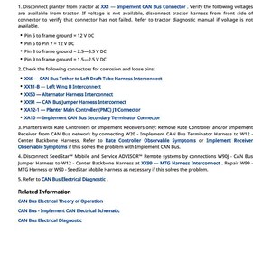 Op de afbeelding: Een technisch document getiteld "MMC 000639.14 - CAN Bus 1 Communicatiesysteem." Het document geeft instructies voor het diagnosticeren en oplossen van communicatiefouten in een CAN Bus-systeem, inclusief spanningscontroles en connectorinspecties.