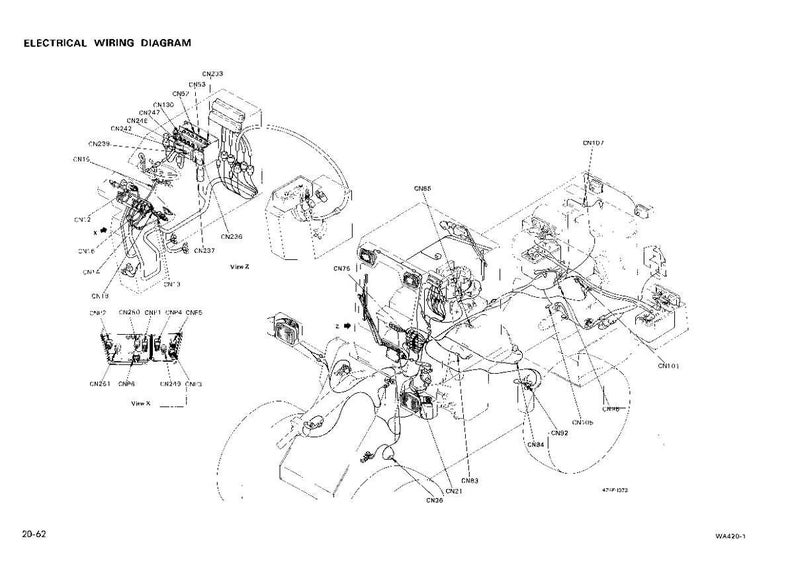 K&ouml;nnte beinhalten: Ein detailliertes elektrisches Schaltbild mit Schemata von Komponenten wie Steckern und Kabelb&auml;umen. Das Diagramm ist mit Text und Zahlen beschriftet und bietet eine technische Illustration des elektrischen Systems.