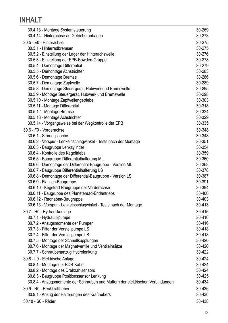 Pode incluir: Um sum&aacute;rio detalhado em alem&atilde;o, listando v&aacute;rios procedimentos de repara&ccedil;&atilde;o autom&oacute;vel. Os t&oacute;picos incluem trav&otilde;es, diferenciais e sistemas el&eacute;tricos, com os n&uacute;meros de p&aacute;gina correspondentes.