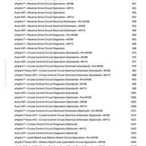 May include: A white page featuring a list of technical terms and numbers, possibly from a manual. The text includes terms such as "Forward Drive Circuit Diagnosis" and "Cruise Control Circuit Operation". The page number "10" is visible.