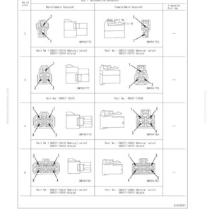 Pode incluir: Um guia de solu&ccedil;&atilde;o de problemas com uma tabela de conex&atilde;o para os n&uacute;meros dos pinos do conector. A tabela mostra as caixas macho e f&ecirc;mea com n&uacute;meros de pe&ccedil;a e diagramas.