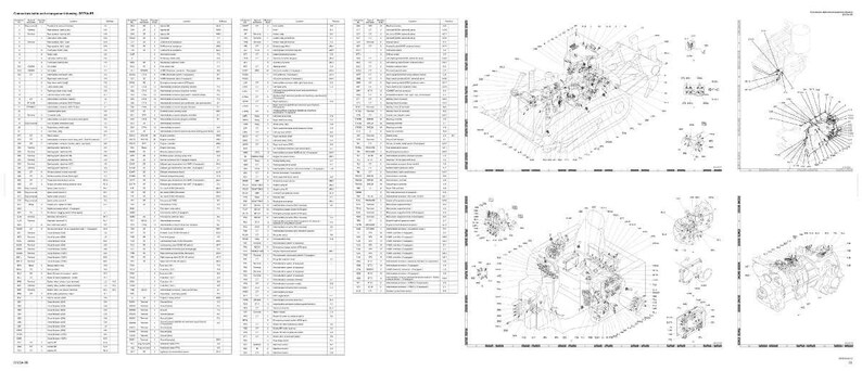 May include: A technical diagram with a table of text on the left and several isometric drawings on the right. The drawings depict mechanical components with lines and labels, providing detailed technical information.