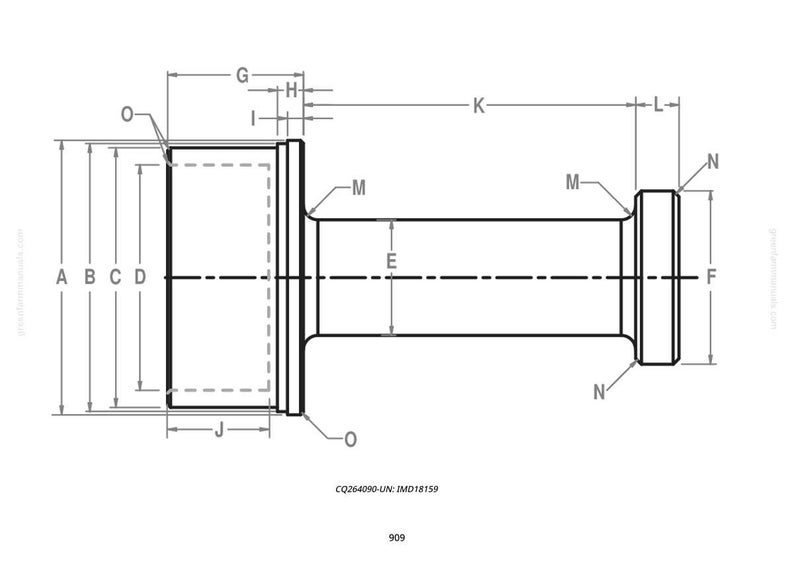 May include: Technical drawing of a cylindrical component with labeled dimensions. The diagram shows a side view of the part, with various measurements indicated by letters and lines. The component has a cylindrical body with flared ends.