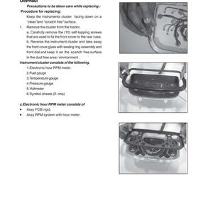 Puede incluir: Una p&aacute;gina de un manual de servicio de taller para un sistema el&eacute;ctrico, con texto y diagramas. El t&iacute;tulo es "14 A - 27 INSTRUMENT CLUSTER Overhaul". El manual incluye instrucciones y diagramas para el mantenimiento del cuadro de instrumentos.