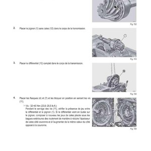 May include: A technical diagram with the title "M&Eacute;THODE D'INTERVENTION" in French. The diagram shows the steps for adjusting the position of the drive pinion, including images of mechanical components and text instructions.