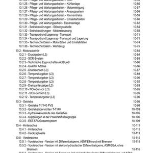 May include: A detailed table of contents in German, with numbered sections and page references. The document covers topics like maintenance, engine components, and vehicle systems. The text is in black font on a white background.