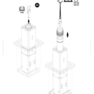 May include: Diagram of a Komatsu machine component. The image shows two rectangular structures with a lifting mechanism. The diagram includes weight specifications: 224 kg (494 lb). The Komatsu logo and model number are visible.