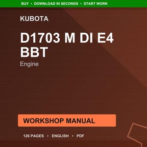 Kubota D1703 m di e4 bbt Engine Workshop Manual PDF | Service Repair | Instant Download image 1