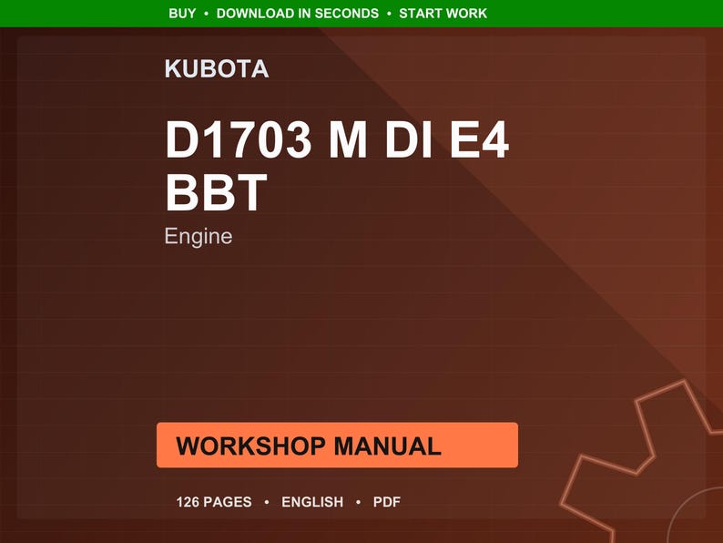 Kubota D1703 m di e4 bbt Engine Workshop Manual PDF | Service Repair | Instant Download image 1
