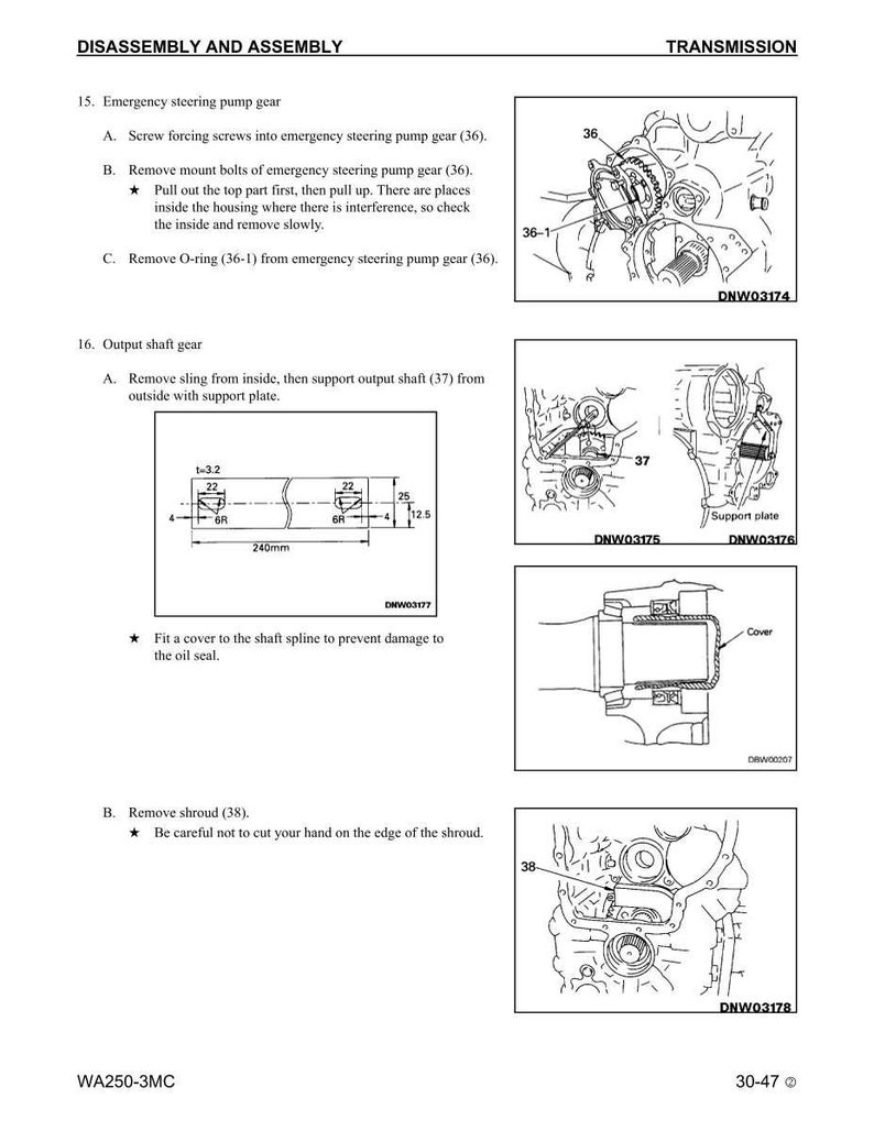 Komatsu WA250-3MC Hjullastare Servicemanual Reparation Verkstad PDF Ladda ner bild 8