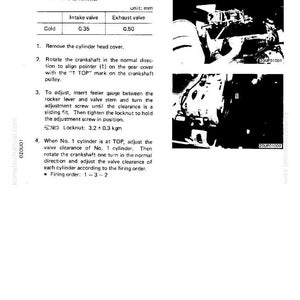 Pode incluir: Uma p&aacute;gina de manual que detalha como ajustar a folga da v&aacute;lvula. O texto inclui instru&ccedil;&otilde;es, medi&ccedil;&otilde;es em mm e diagramas de componentes do motor. O t&iacute;tulo &eacute; "Ajustando a folga da v&aacute;lvula".