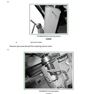 May include: Diagram illustrating the removal and installation of a key switch. The image shows close-ups of mechanical components, including a steering column and key switch, with labels and arrows pointing to specific parts. Text instructions are also included.