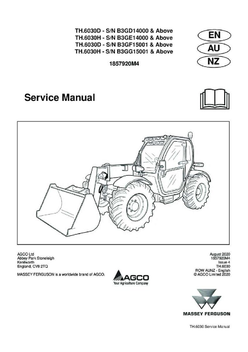 May include: A service manual with a line drawing of a Massey Ferguson telehandler. The manual includes text such as "TH.6030 Service Manual" and "AGCO Limited 2020". The image also includes the text "Service Manual".