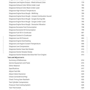 Pode incluir: Uma p&aacute;gina branca com uma lista de testes e ajustes de diagn&oacute;stico automotivo. O texto inclui termos como "Diagnosticar Motor com Funcionamento Irregular", "Testar Compress&atilde;o do Cilindro" e "Ajustar Marcha Lenta". P&aacute;gina 10.