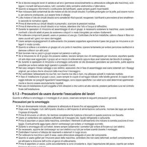 K&ouml;nnte beinhalten: Eine Seite aus einem italienischen Handbuch mit Sicherheitshinweisen und Anweisungen zur Maschinenwartung. Das Dokument enth&auml;lt Diagramme und detaillierte Verfahren, die Sicherheitsvorkehrungen hervorheben.
