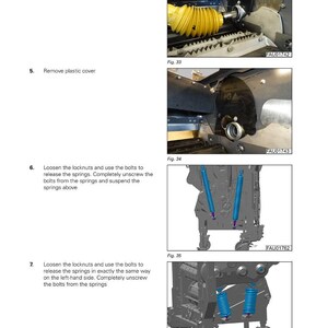 May include: Diagram of a Fendt Katana 650 Gen3 intake feed system. The image shows various steps, including removing a plastic cover and loosening bolts to release springs. Text and diagrams are included.