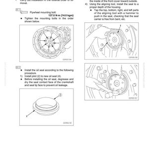 Puede incluir: Diagrama de instalaci&oacute;n del ret&eacute;n trasero del motor, con instrucciones paso a paso e ilustraciones. Incluye especificaciones del perno de montaje del volante de 137,0 N-m (14,0 kgm).