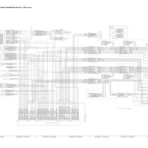 Op de afbeelding: Een gedetailleerd elektrisch schema, weergegeven in zwart-wit, met talrijke lijnen en symbolen. Het schema bevat tekst bovenaan met het model en serienummer. De lay-out is complex en technisch.