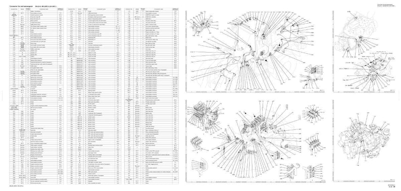 May include: A detailed technical diagram with multiple exploded views of mechanical components. The image includes a parts list with numerous entries and diagrams showing the assembly of various parts. The diagrams are in black and white.