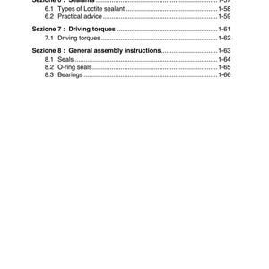 May include: A page from a manual with the title "INTRODUCTION" at the top. The page includes section titles such as "Sealants", "Driving torques", and "General assembly instructions", with corresponding subtopics and page numbers.