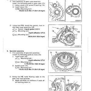 May include: Technical diagram showing the disassembly and assembly of a final drive system. Includes illustrations of gear case and sprocket components, with torque specifications in Nm and kgf&middot;m.