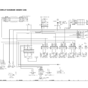 May include: A detailed electrical circuit diagram labeled "ELECTRICAL CIRCUIT DIAGRAM (INSIDE CAB)". The diagram is in black and white, featuring numerous lines, symbols, and text labels, illustrating the internal wiring of a system.
