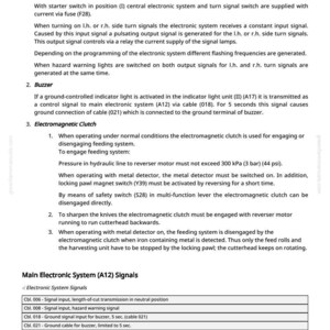 K&ouml;nnte beinhalten: Technisches Dokument mit dem Titel "REFERENCE 241-15AF-002 Theory of Operation" mit detaillierten Informationen zu Blinklichtfunktionen, Summerbetrieb und elektromagnetischer Kupplung. Enth&auml;lt Diagramme und Signalbeschreibungen.