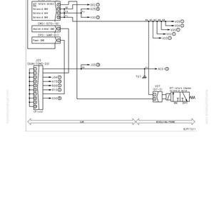 Puede incluir: Un diagrama de circuito detallado relacionado con el rel&eacute; de retorno de servicio y el solenoide del controlador de la bomba. El diagrama incluye varios componentes, etiquetados con texto y s&iacute;mbolos, sobre un fondo blanco.