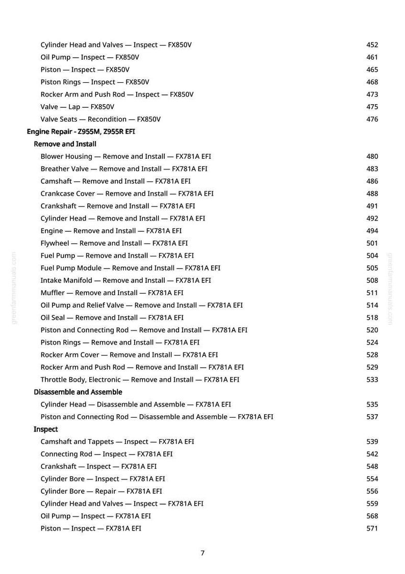 May include: A detailed list of engine repair procedures, including removal, installation, and inspection steps for various components like the cylinder head, oil pump, and piston rings. The text is in black font on a white background.