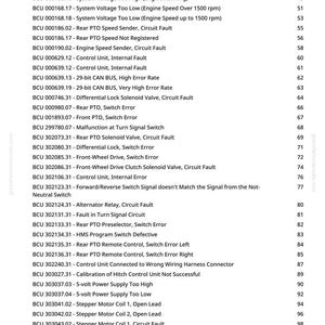 May include: A printed page from a manual, listing BCU Diagnostic Trouble Codes. The codes include issues like handbrake problems, wheel speed sender faults, and system voltage errors. Page number 3 is visible.