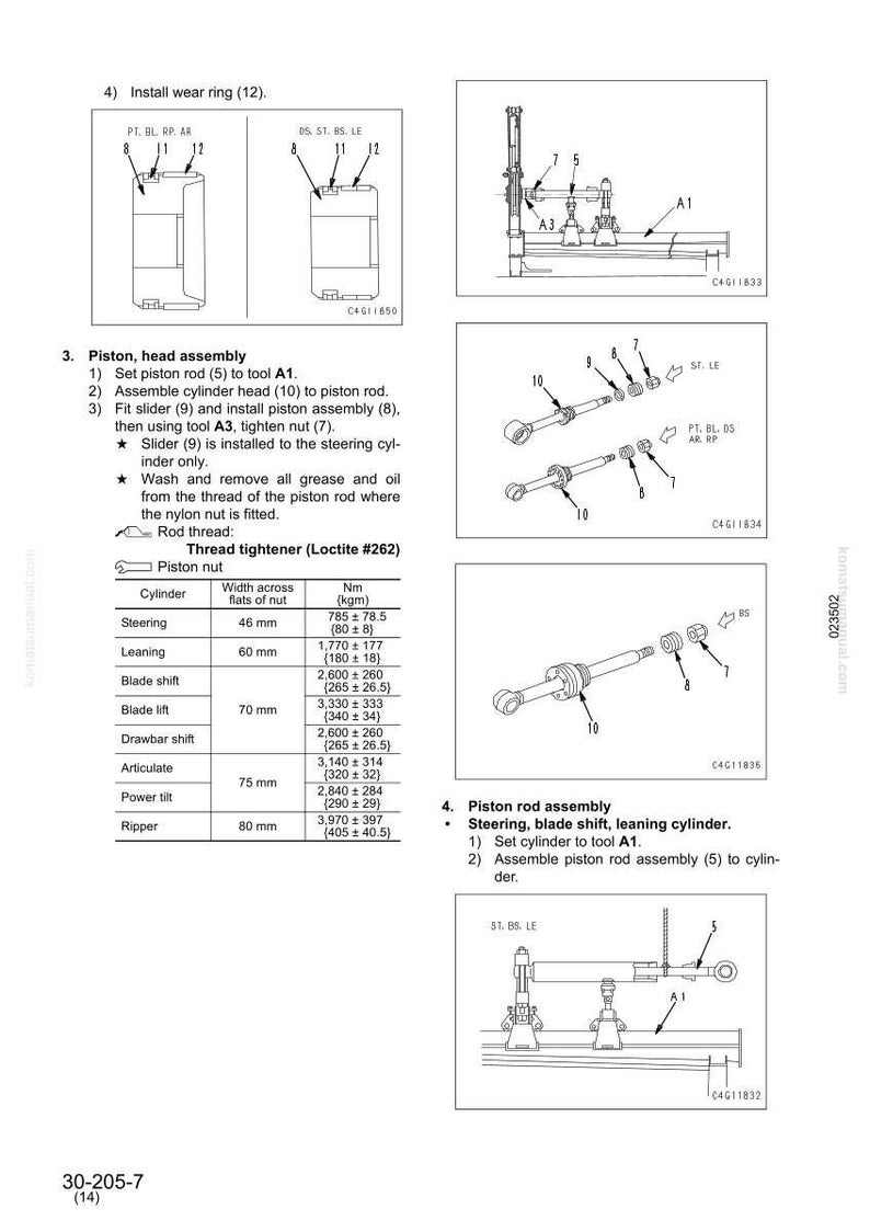 Puede incluir: Diagrama t&eacute;cnico que detalla el montaje de la biela, con instrucciones paso a paso. Incluye ilustraciones del montaje de la culata y la instalaci&oacute;n del anillo de desgaste. Medidas en mil&iacute;metros y Newton-metros.