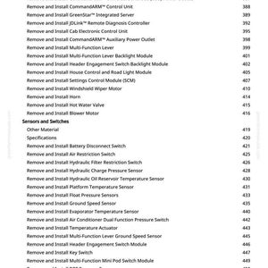 May include: A printed page with a list of instructions for removing and installing various components, including sensors, switches, and modules. The text is black on a white background, with a numbered list format.