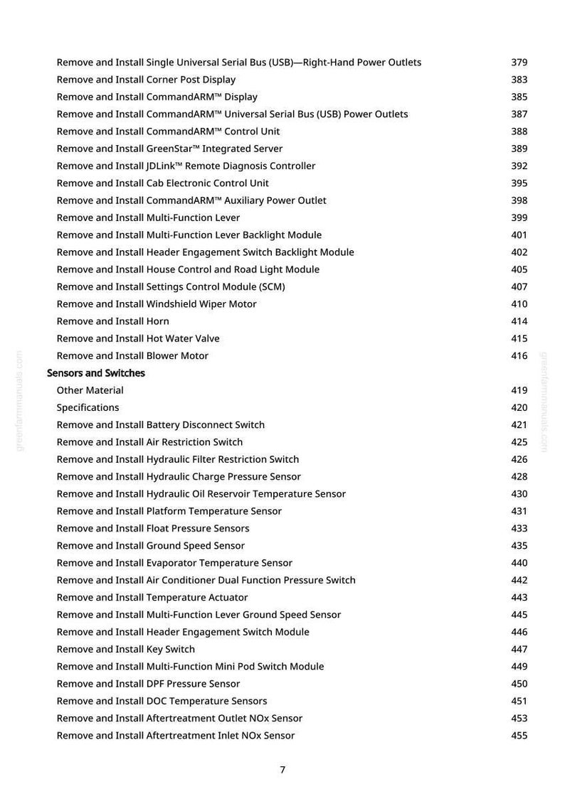 May include: A printed page with a list of instructions for removing and installing various components, including sensors, switches, and modules. The text is black on a white background, with a numbered list format.