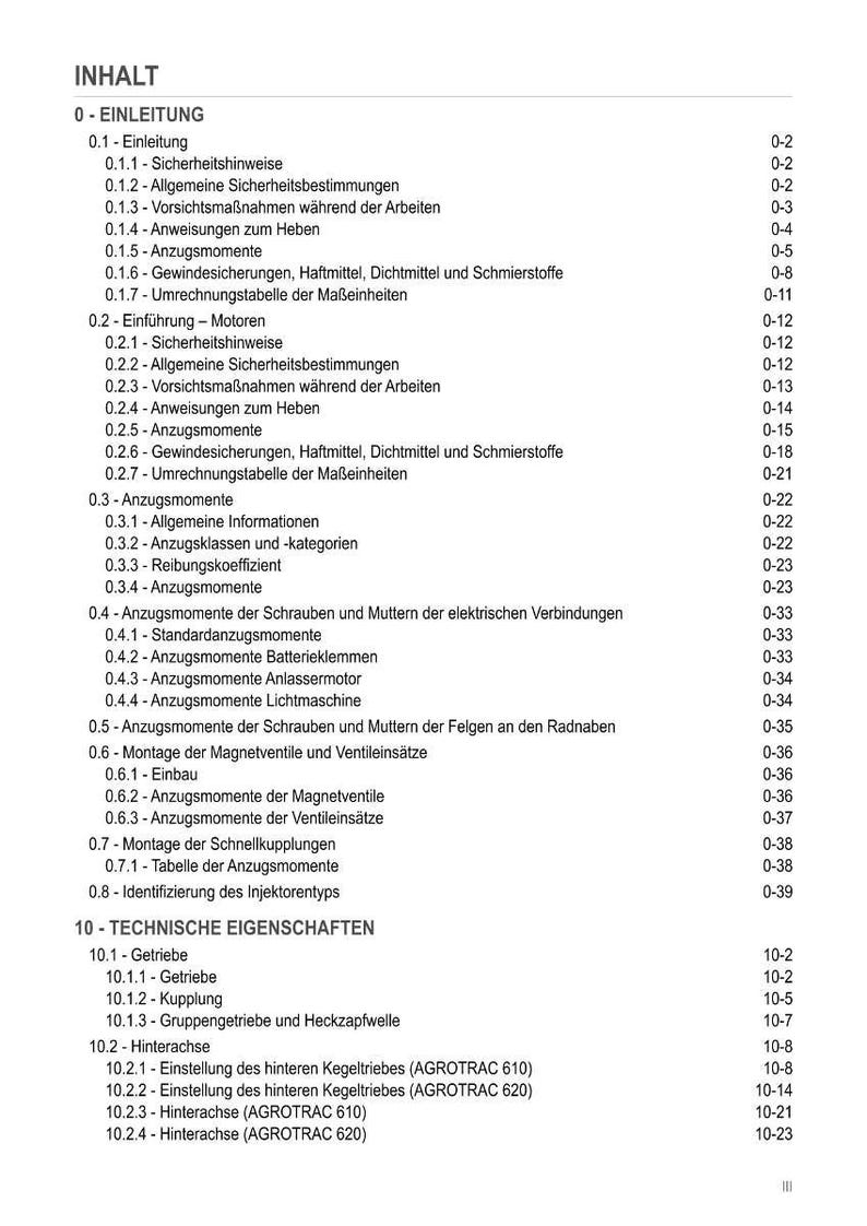 K&ouml;nnte beinhalten: Inhaltsverzeichnis in deutscher Sprache, das technische Informationen enth&auml;lt. Abschnitte umfassen Motoren, Sicherheitsrichtlinien und Montageanweisungen. Ma&szlig;e in Zentimetern.