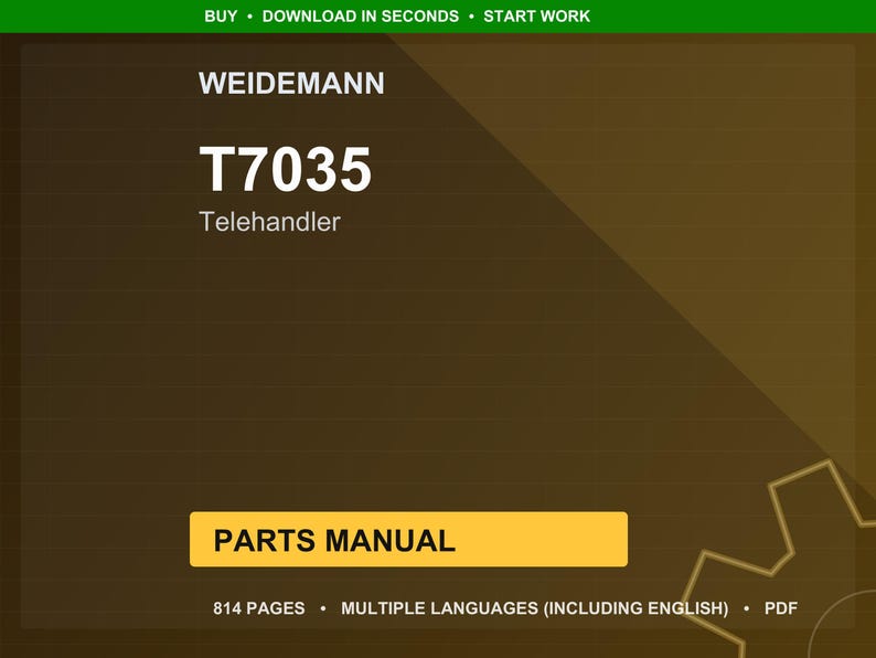 Weidemann T7035 Telehandler Parts Manual PDF | Illustrated Catalog | Instant Download image 1