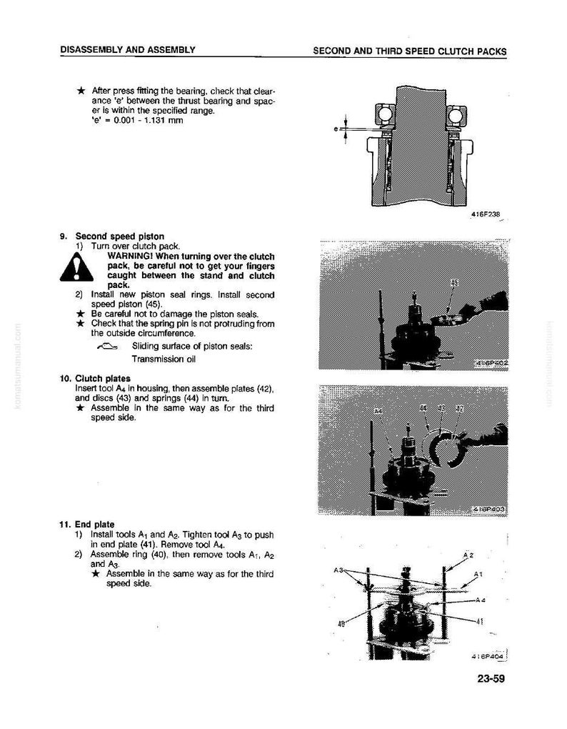 May include: Technical diagram from a manual detailing the disassembly and assembly of second and third-speed clutch packs. Includes diagrams, part numbers, and instructions for mechanical components.