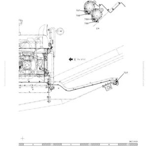 Op de afbeelding: Een gedetailleerde technische tekening met de titel "Probleemoplossing" en "Connector Arrangement Drawing". De zwart-wit illustratie toont mechanische componenten, waaronder gelabelde connectoren (T67, T66, T59, T58, T27) en de tekst "X (to 3/11)."