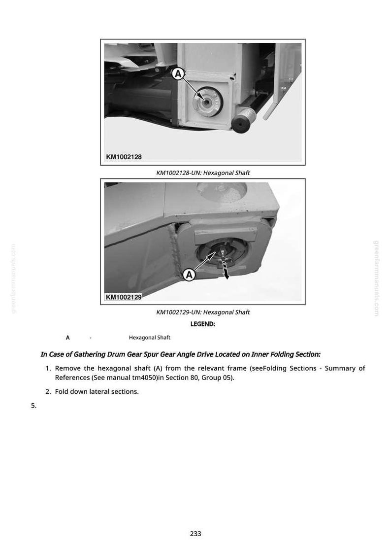 May include: Technical diagram showing mechanical components, including a hexagonal shaft marked 'A' and text 'KM1002128-UN: Hexagonal Shaft'. The image is a detailed illustration of machinery parts.