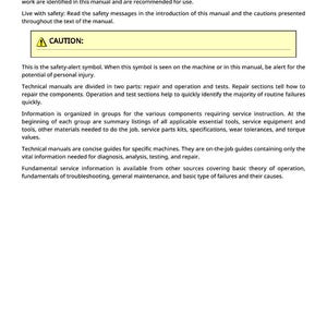 May include: A page from a technical manual with the heading "Foreword." The text includes safety warnings and instructions for experienced technicians. A yellow box with a caution symbol is visible.